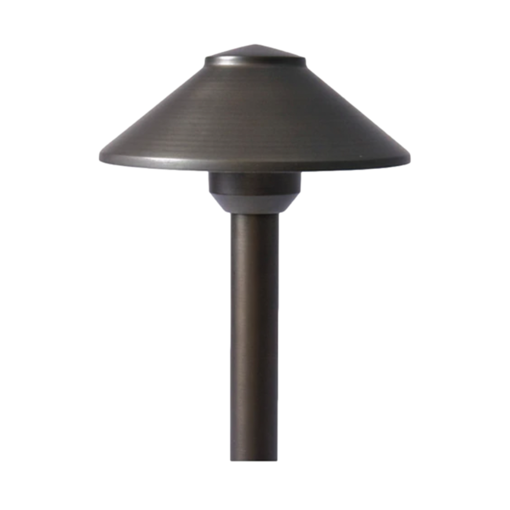 Pro-Trade PTH1 path light family shot with three finish options (black, bronze, antique brass) arranged to show scale and profile.