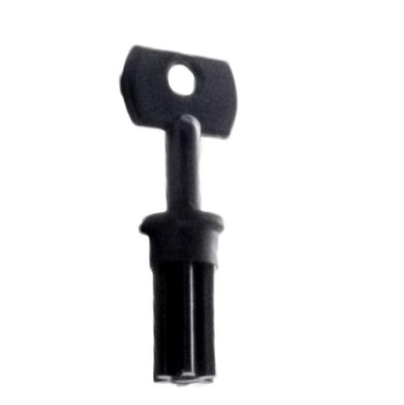 Front view of the Irritrol R8969 replacement key, black external key for Rain Dial controllers, clear shape and grip details visible.
