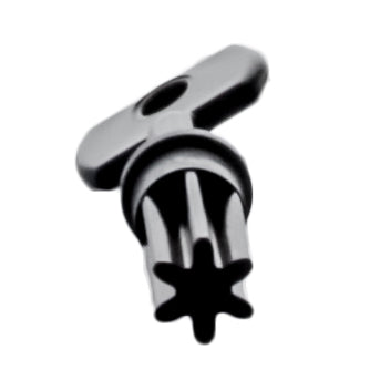 Close-up of the textured black surface and handle of the R8969 Irritrol replacement key, emphasizing durability for outdoor use.