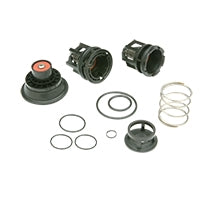 Wilkins RK34-375 repair kit components laid out: #1 and #2 check modules, relief valve parts, multiple O-rings, and lubricant.