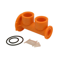 Wilkins RK34-375BOF blow-out flush fitting kit with two O-rings, 3/4-inch backflow service component, close-up on housing and seals