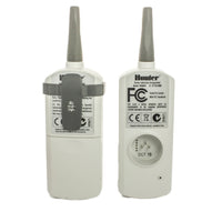 Hunter Roam receiver plugged into a SmartPort harness with antenna visible, illustrating the indoor mounting and SmartPort connection.