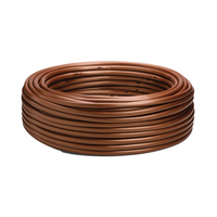 Rain Bird XFS-CV 0.6 gph subsurface check valve dripline coil with copper-striped tubing displayed on white background, product label visible.