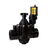 Front view of Rain Bird PGA IVM irrigation valve, PVC body with integrated IVM-SOL, showing flow-control handle and bonnet.