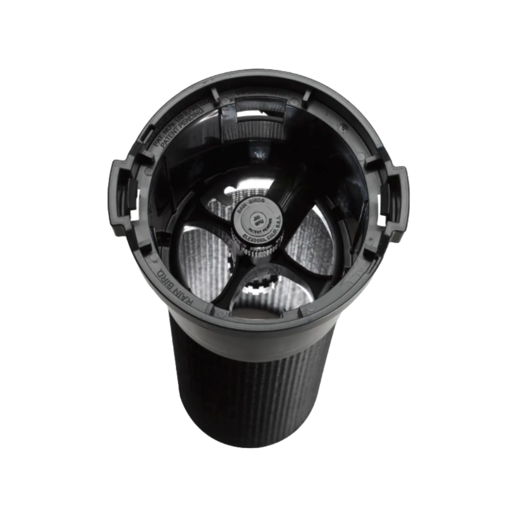 Top and side product image of Rain Bird Root Watering System with 4-inch vandal-resistant grate and integrated clip for 1/4-inch tubing.