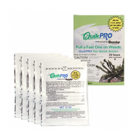 Roundup QuikPro box showing five 1.5-ounce dry dose water-dispersible granule packets with product label.