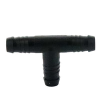 Close-up of Rain Bird SBTEE 1/2 in. acetal spiral-barb tee showing three 1/2 in. barb connections and profile (top view).