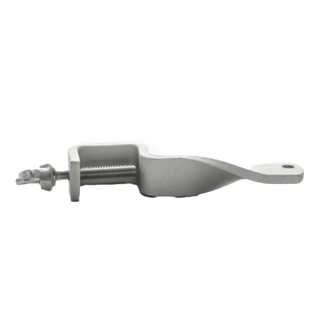 Close-up of the SGM thumbscrew and mounting interface, illustrating how the mount secures to the gutter edge.