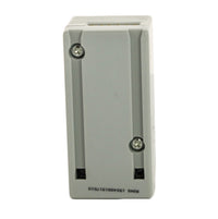 Close-up of Weathermatic SLM4 module edge showing locking tab, connector interface, and product identification label for easy installation.