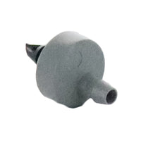 Side view of Rain Bird SPB025 connector highlighting self-piercing inlet tip and 1/4-inch outlet barb on plastic fitting.