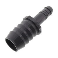 Gray SPEARS 1429-129 PVC reducing coupling (insert to spiral barb), 1-inch insert to 3/8-inch spiral barb, product side view, plastic fitting