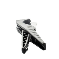 Side profile of the Dawn SS200 KwikCut cutter showing black fiberglass-reinforced nylon handle and blade alignment for clean cuts.