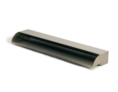 36" Atlantic Water Gardens ColorFalls stainless steel scupper (SS36) showing polished 304 stainless finish and welded enclosure, front view.