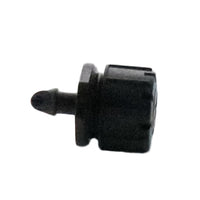 Rain Bird SXB180025 micro-bubbler with 1/4-inch barb inlet and removable cap, detail view for cleaning and maintenance.