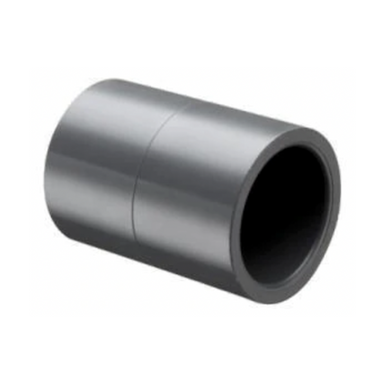 Gray Spears Schedule 80 PVC socket coupling (Series 829), straight socket x socket fitting, full view.