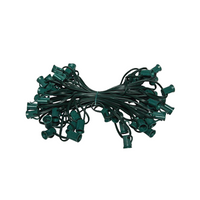 Green 100-foot Seasonal Source C9 socket wire spool showing 100 C9 sockets spaced 12 inches on 18 AWG SPT-1 cord with lead and pigtail