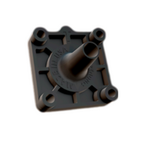 Service Buddy Hunter model installed next to a 1-inch Hunter PGV valve, showing adapter orientation and how the flush outlet aligns with the valve body.