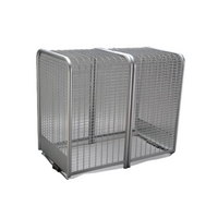 Front view of StrongBox SBBC-75SS stainless steel tube-and-wire backflow enclosure, hinged clamshell, 77.5 x 38.5 x 25.5 in.
