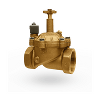 Front view of Superior 950 brass globe valve with flow control and 24 VAC solenoid, showing body and coil assembly.