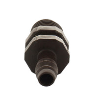 Side angle of Netafim T12050MA adapter for 12mm Techline EZ tubing, highlighting the barbed insertion end and ribbed body for secure grip.