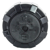 Top view of Toro T7PSS-02 1" stainless rotor highlighting arc indicator on rubber cover, nozzle opening, and stainless riser assembly.