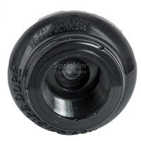Angle view of Toro T7PSS-02 rotor installed showing compact exposed diameter, rubber cover, and robust stainless-steel components for sports applications.