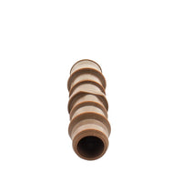 Side profile of Netafim 17mm barbed coupling (TLCOUP) showing multiple barbs and center flange for a secure tubing insertion without tools.