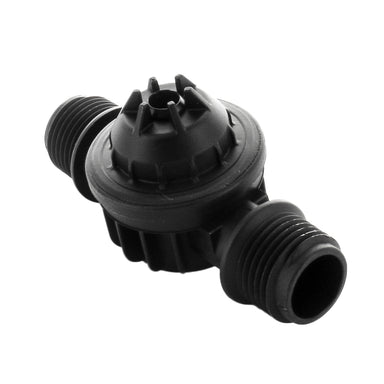 Side view of Netafim TLCV050M1-B 1/2 in. MPT inline check valve showing valve body and threaded male connection.