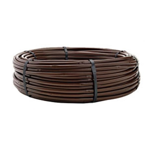 Netafim Techline EZ 12mm blank drip tubing 500 ft coil coiled on a white background, showing tubing texture, label, and coil size.