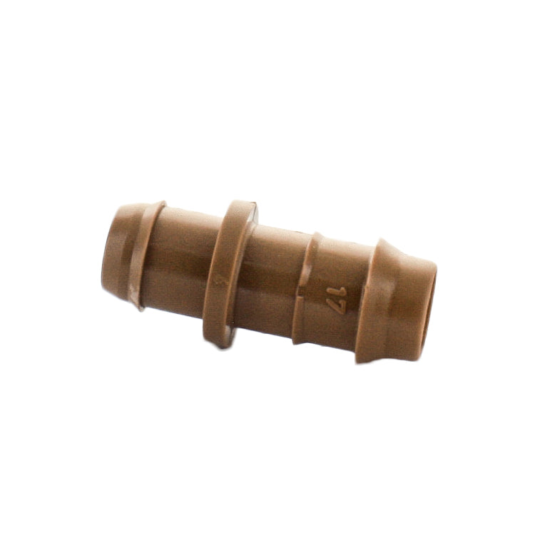 Packaged and loose Netafim TLIAPVC-B 17mm PVC insert adapters; one-piece, UV-resistant fittings for Techline 17mm drip systems.