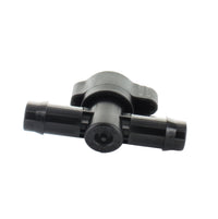 Multiple angles of Netafim Tech-Line TLSOV 17mm shut-off valve showing top, side, and insertion barb for 17mm tubing.
