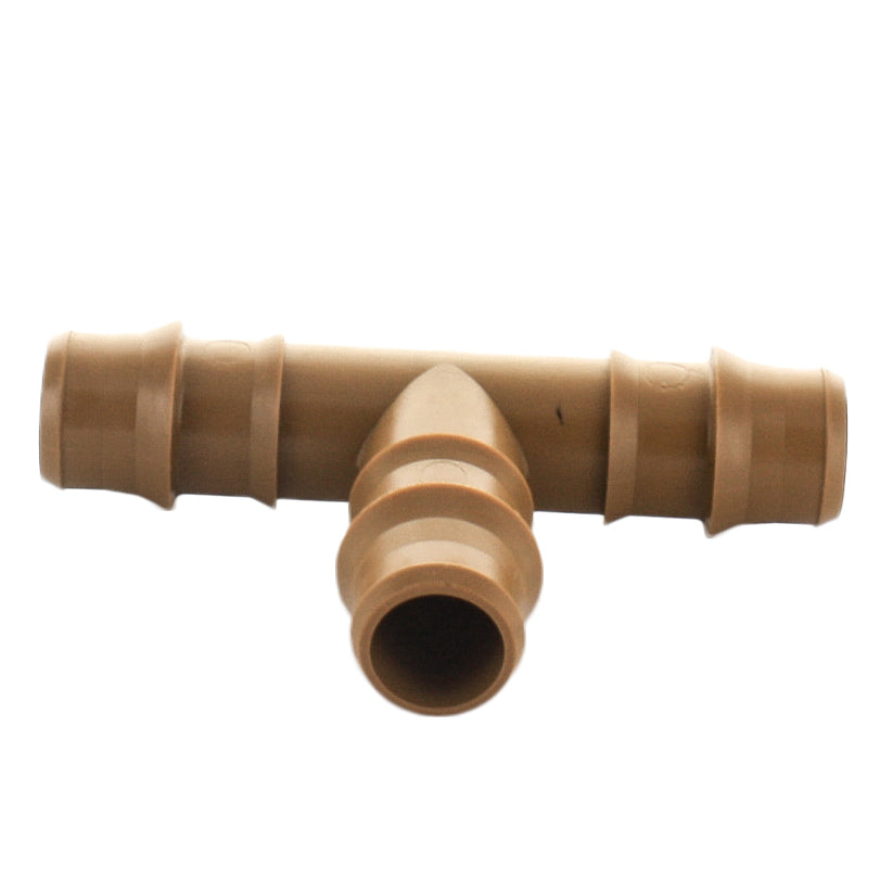 Group of Netafim TLTEE 17mm insert tees showing consistent barb geometry and durable one-piece molding for irrigation use.