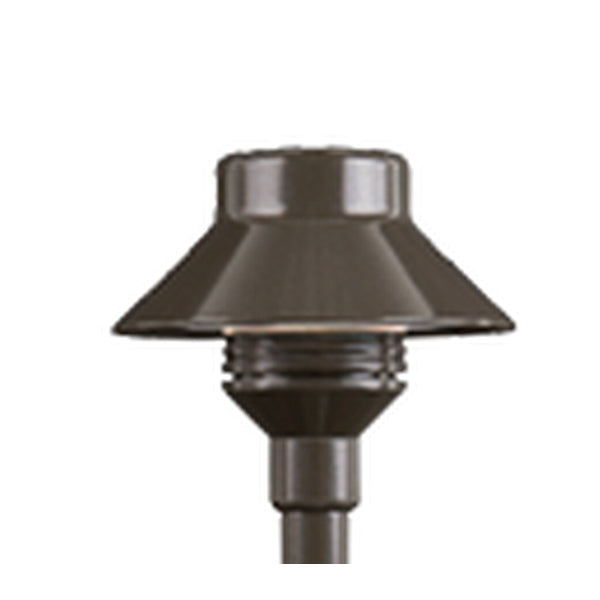 FX Grande TM flat black LED top assembly shown at a three-quarter angle, highlighting the compact cap, LED lens, and matte finish for landscape use.