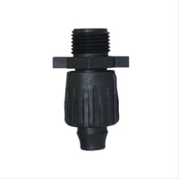 Toro TL-M50 Tri-Loc 1/2 in. MPT male adapter on white background, showing twist-off collar and barb for 16–18 mm tubing, close-up view.