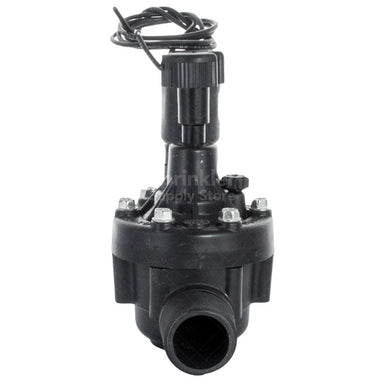 Angle view of Toro TPVF100MB 1" TPV valve highlighting PVC body, Santoprene diaphragm housing, flow control adjustment and inlet/outlet connections.