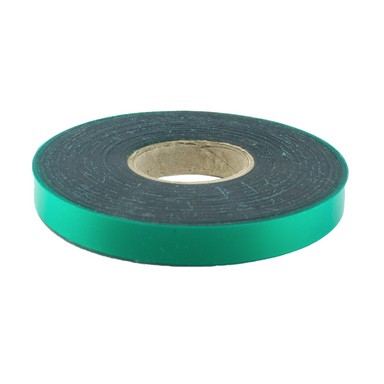Close-up of Tree Tape TT-12-150 texture and width, highlighting the 16 mm thickness and reinforced vinyl construction for plant support