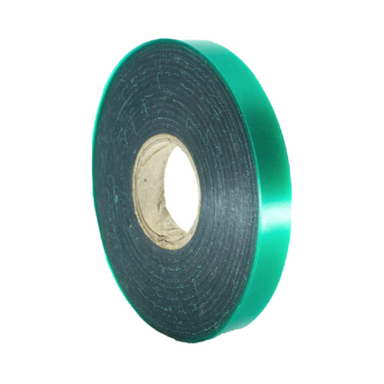Product roll of Tree Tape TT-12-150 showing printed label and coiled nylon-reinforced vinyl tape for tree tying and staking applications