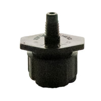 Front view of Rain Bird UXB360 Xeri-Bubbler showing full-circle umbrella cap and 10-32 threaded inlet for installation.