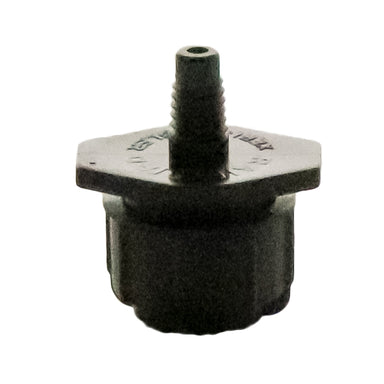 Front view of Rain Bird UXB360 Xeri-Bubbler showing full-circle umbrella cap and 10-32 threaded inlet for installation.