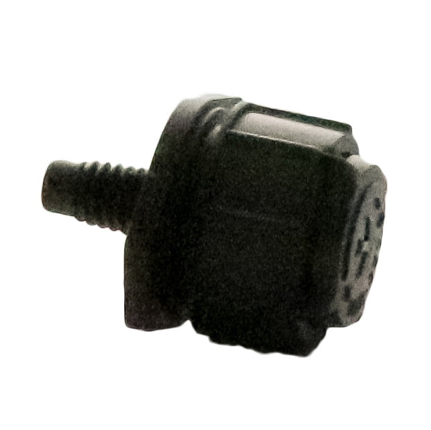 Close-up of the 10-32 threaded base on the Rain Bird UXB360 Xeri-Bubbler, showing thread detail for adapter attachment.