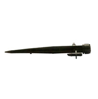 Side angle of UXB360SPYK Xeri-Bubbler mounted on 5-inch spike with barb x barb coupler attached, illustrating spike length and installation orientation in soil.