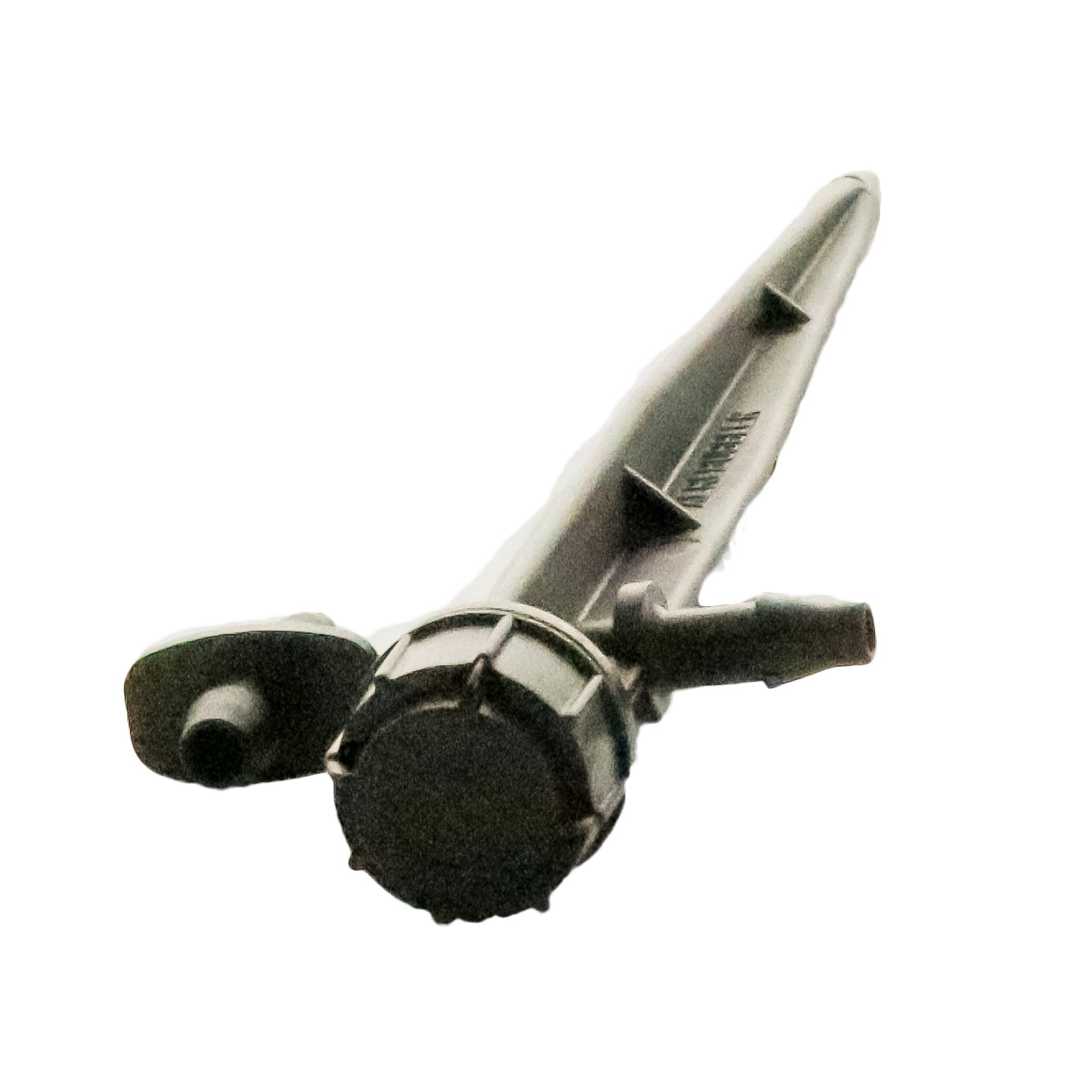Close-up of the Xeri-Bubbler outer cap and spray outlets for the UXB360SPYK, showing the umbrella pattern ports and cap adjuster for flow and radius control.