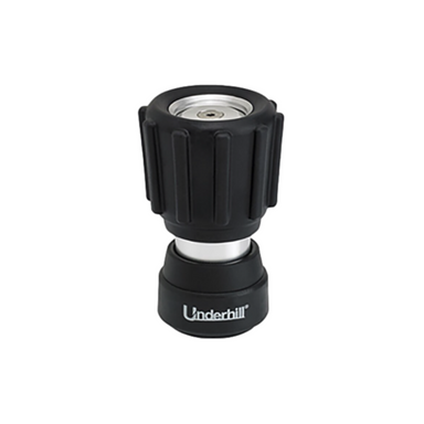 Underhill NG350 Magnum-Mini adjustable spray nozzle, front view showing 3/4-inch female hose thread and metal body finish.