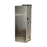 Angle view of tinned 6061-T6 aluminum lug strip and 3mm hex set screws on 300W transformer output terminal.