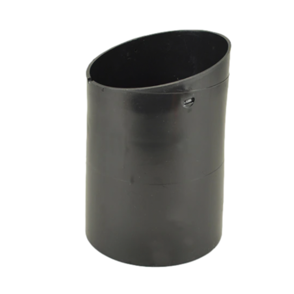 Black Unique F100 well light can (model 4800010) showing round PVC housing, flange, and recessed interior for PAR36 lamp installation.