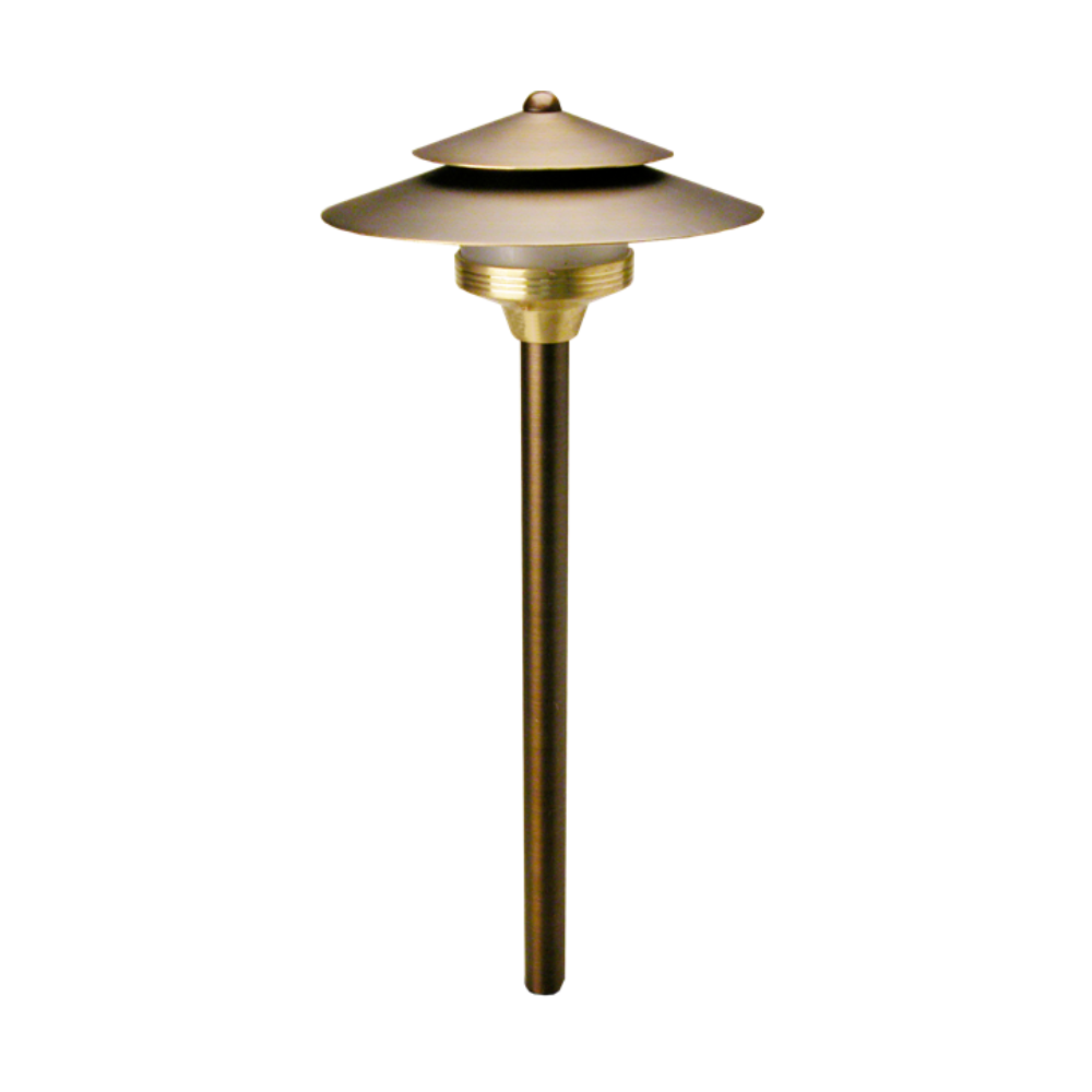 Unique Saturn Path Light - 12" Riser, Weathered Brass