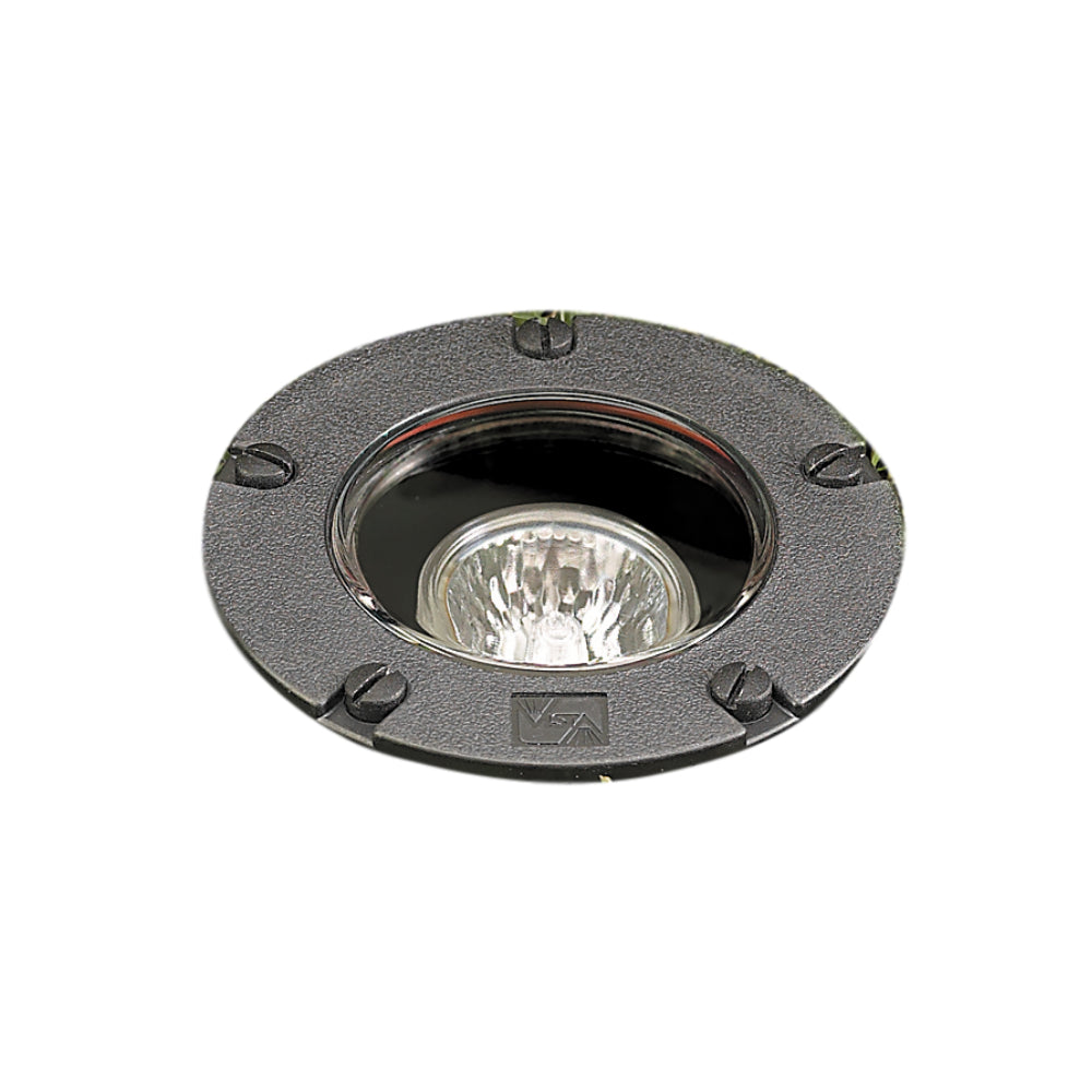 Black Vista GW-5272 in-ground well light housing, showing composite body, clear tempered convex glass lens, silicone gasket, and top flange (product only).