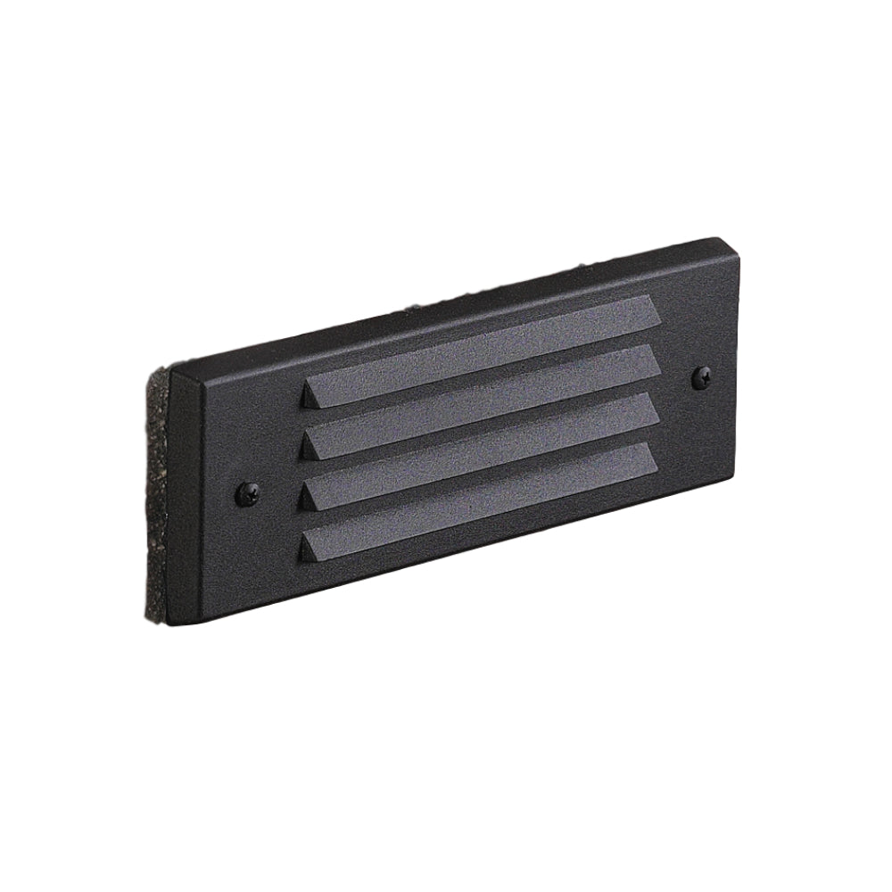 Vista SL-4246 louvered brick step light in black finish, recessed face fixture with clear polycarbonate lens and louvers for glare control.