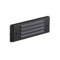 Vista SL-4246 louvered brick step light in black finish, recessed face fixture with clear polycarbonate lens and louvers for glare control.