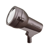 Side view of Kichler 15231AZT bronze 120V landscape accent light with adjustable head and low-profile mounting.